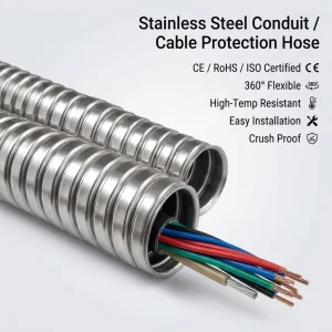 Corrugated Hoses Square Lock Interlock Metal Flexible Tubes Flame Resistant Stainless Steel Conduits for Electrical Wire