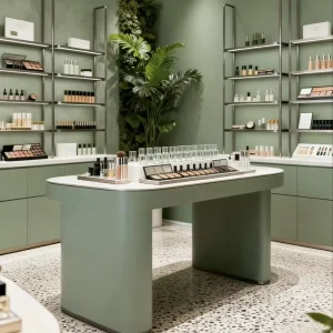 Cosmetic Store Makeup Store Showcase Modern Retail Store Interior Design with LED Lighting for Makeup Shop Display