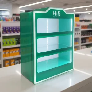 Countertop Acrylic Display Cabinet with Lock and LED Lighting for Retail Shops and Supermarkets