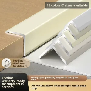 Cream Aluminum L-Shaped Corner Trim Edging Strip Anti-Collision Wall Corner Protector for Tile Edges