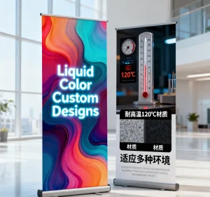 Create Advertising Silver Lightweight Adjustable Portable Aluminum Retractable Roll Up Banner Stand Customizable Thickness