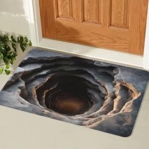 Creative 3D Hole Rock Entryway Mat Dirt Proof Washable Absorbent Anti Slip Carpet for Home Entrance Shower Room Indoor Decor