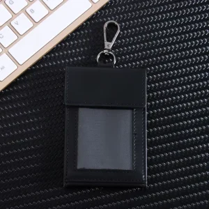Creative PU Business Card Holder Multi-Card Slots Fashion Unisex Card Clip Keychain Double-Sided No Closure Manufacturer
