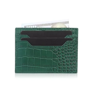 Crocodile-Pattern PU Leather Slim Credit Card Holder and Mini Wallet with Custom Logo