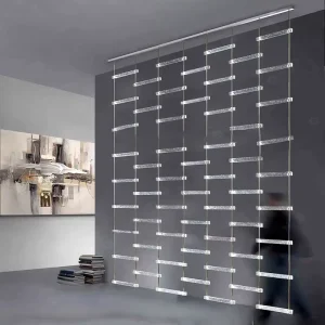 Crystal Glass and Gold Stainless Steel Room Divider Partition