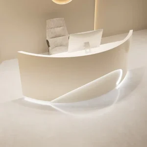 Curved Beauty Salon Reception Desk Cashier Counter