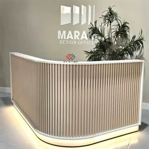 Curved Corner Reception Desk for Hotel Restaurant Hospital Office Solid Surface Material