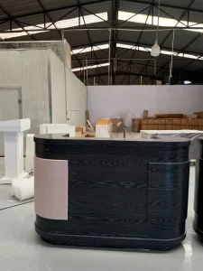 Curved Reception Counter for Beauty Salons Spas and Restaurants Customizable Dimensions