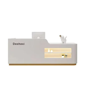 Curved Semicircle Wood Reception Counter for Hotels, Hospitals, Offices, and Malls
