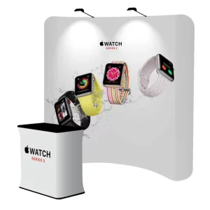 Curved Tension Fabric Trade Show Display Booth Stand with Podium