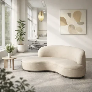 Curved Upholstered Reception Sofa for Office Lobbies and Waiting Areas