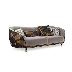 Curved Velvet Modular Chaise Lounge Sofa for Villa Living Room