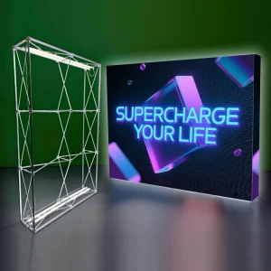 Custom 10X10ft LED SEG Polyester Fabric Backdrop Display Stand with Pop Up Backlit Frame Weatherproof & Reusable