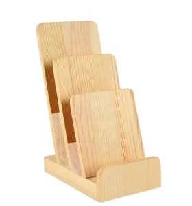 Custom 3 Tier Display Stand Wooden Brochure Literature Holder Cards Rack