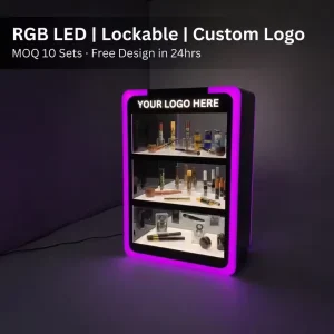 Custom 3-Tier RGB LED Acrylic Display Stand for Tobacco and Smoke Shops