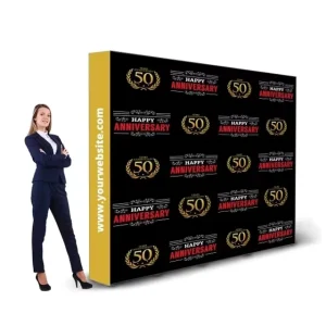 Custom 300cmW X225cmH Straight Tension Fabric Pop up Display Wall Stands Trade Show Exhibition Banner Stands