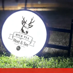 Custom 3D Acrylic Circular LED Light Box with Shop Logo