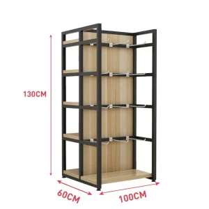 Custom 4-Shelf Wooden and Metal Frame Display Stand Rack