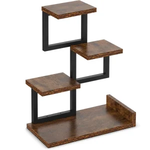 Custom 4 Tier Metal Wood Desktop Organizer Small Bookshelf Standing Type Storage Display Rack for Home Office