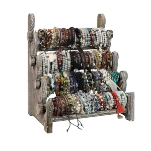 Custom 4-Tier Wooden Bracelet, Bangle, Watch, and Necklace Display Organizer