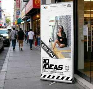 Custom 80×200 Retractable Roll Up Banner with Aluminum Stand Wide Base Display Stand