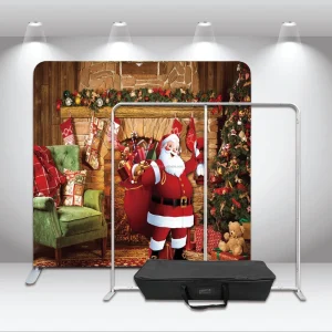 Custom 8ft Dye Sublimation Wrinkle-Free Foldable Photography Backdrop for Winter and Christmas Home Decor