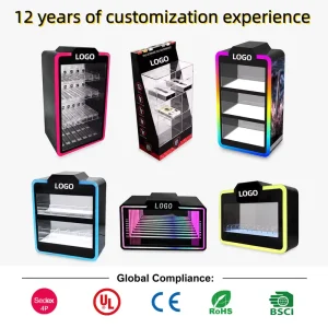 Custom Acrylic Display Rack Supermarket Cabinet with Polished Surface Sticker