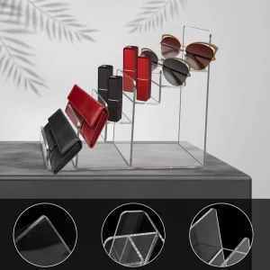 Custom Acrylic Display Rack with Goods Partition Board and Glasses Case Storage Shelf