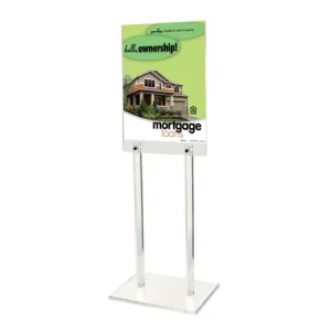 Custom Acrylic Poster Display Clear Poster Holder Floor Stand with Literature Pockets for Retail Shop