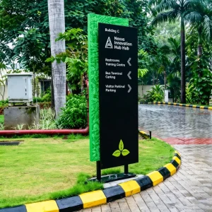 Custom Aluminum Decorative Wayfinding Pylon Sign Business Campus Outdoor Lit Waterproof Gateway Signage Multi-Building