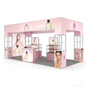 Custom Aluminum Display Stand Shelf SEG Fabric 10x20ft 10x10ft Trade Show Exhibition Frameless Booth