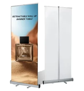Custom Aluminum Roll-Up Retractable Banner Stand Pop-Up Standing Scroll for Advertising and Exhibitions