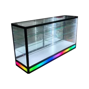 Custom Aluminum Sliding Door Tempered Glass Display Cabinet with LED Lighting for Smoke Shops