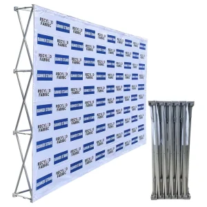 Custom Aluminum Straight Backdrop Banner Fabric Pop up Display Rack for Trade Shows and Advertising Exhibitions