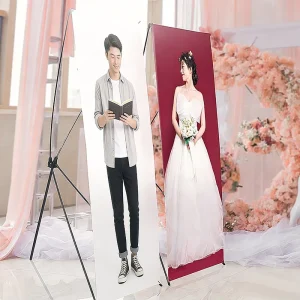 Custom Aluminum X-Shaped Banner Stand for Wedding Decoration