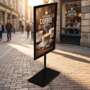 Custom Black Powder-Coated Metal Poster Display