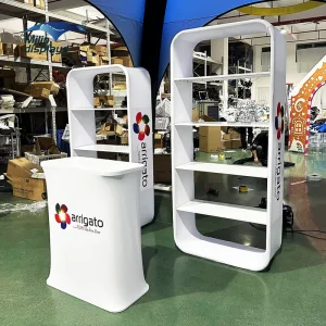 Custom Collapsible Aluminum Display Stand with Shelves and Backdrop