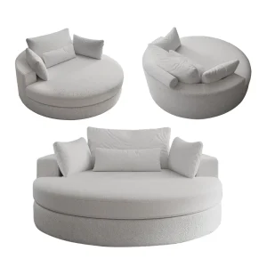 Custom Comfortable Compressed Foam Round Shape Sofa Couch Sectional Home Furniture Living Room Sofa Set with Pillow for Bedroom
