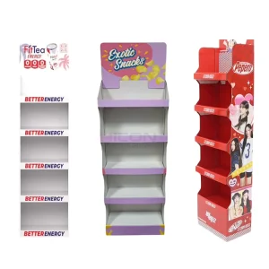 Custom Corrugated Candy Snack Food Retail Paper Rack Pop up Floor Cardboard Product Display Stand