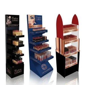 Custom Cosmetic Display Stand, 4-Tier Cardboard Lipstick Organizer Rack