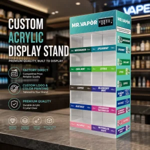 Custom Countertop Acrylic Display Stand for Snus and Chewing Gum with Price Bar
