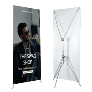 Custom Curved Aluminum X Banner Stand with Adjustable Polyester Banners 60*160cm 80*180cm Portable