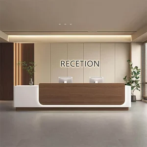 Custom Curved Wood MDF Cashier and Reception Desk for Salon, Boutique, or Office