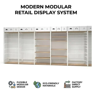 Custom Design LED Lighting Supermarket Display Shelf with OEM ODM Service for Retail Store Interior Projects