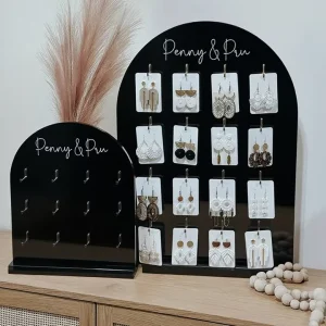 Custom Double Sided Counter Rotating Acrylic Hook Jewelry Display Stand Spinner Acrylic Keychain Jewelry Display Rack