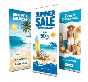Custom Double-Sided Pull-Up Banner Stand Aluminum Roll-Up Advertising Display Portable Lightweight Retractable Banner Holder