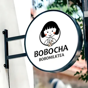 Custom Double-Sided Round LED Outdoor Light Box Sign for Shop or Cafe