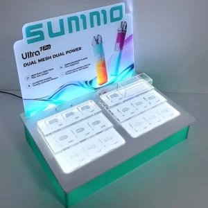 Custom Eco-Friendly Pre-Assembled Modern LED Lighting Acrylic Display Stand for Smoke Shop and Retail Countertop