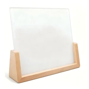 Custom Engraved Logo LED Display Base Beech or Walnut Wooden Light Stand