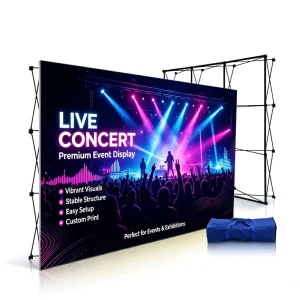 Custom Fabric Pop-Up Booth Display Stand with Pennant and Velcro Backdrop